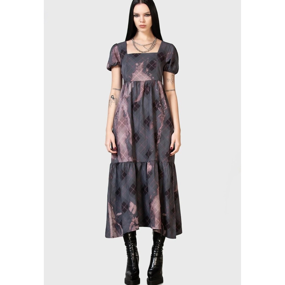 Killstar Effina's Ruin Maxi Dress in Black/Bleach Womens Large Witchy Whimsigoth